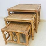 Tables in rattan and bamboo 80s
