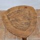 Rustic solid wood tripod stool with turned legs, 45 cm high