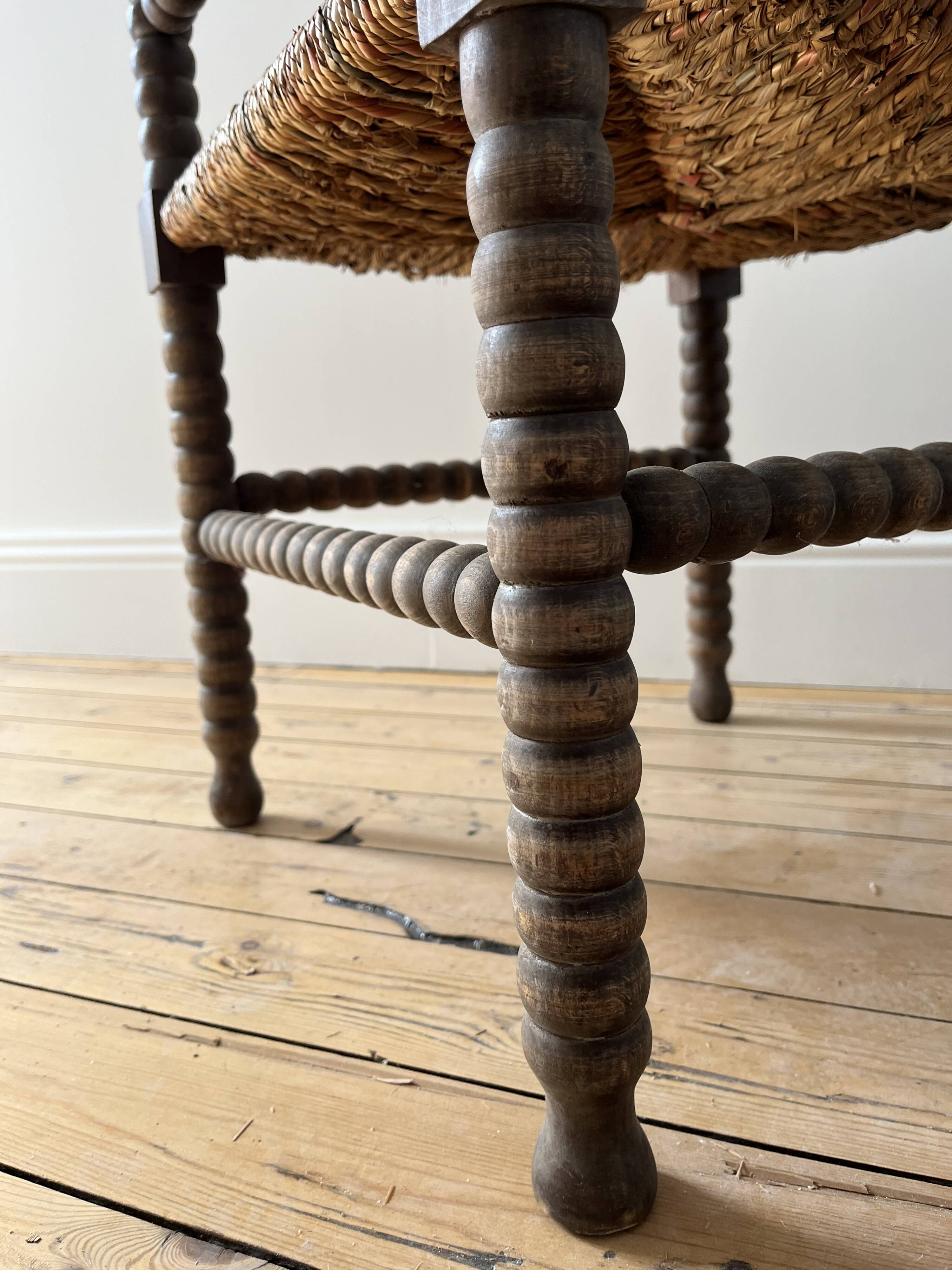 Turned wood corner chair