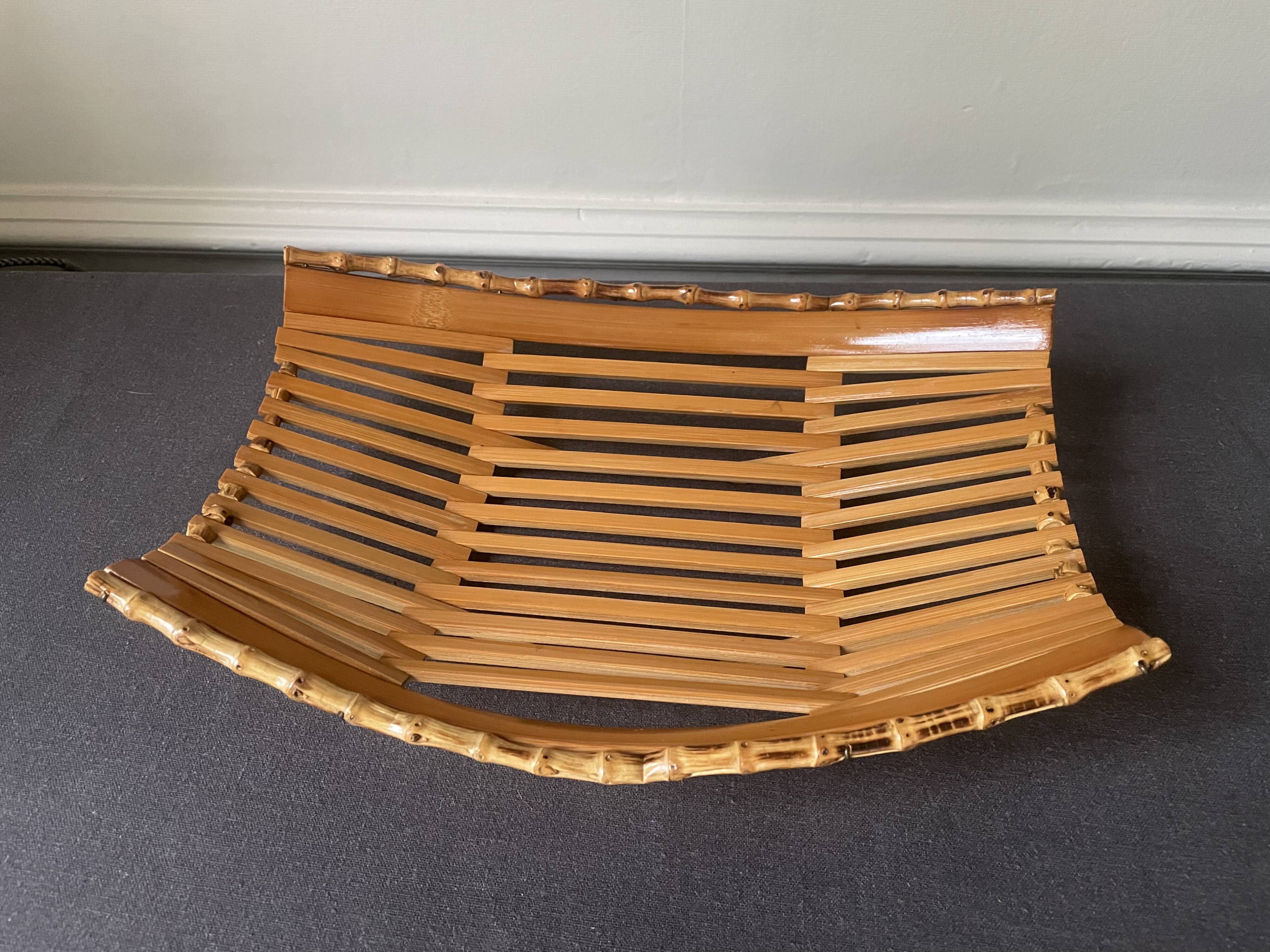 70s bamboo fruit basket