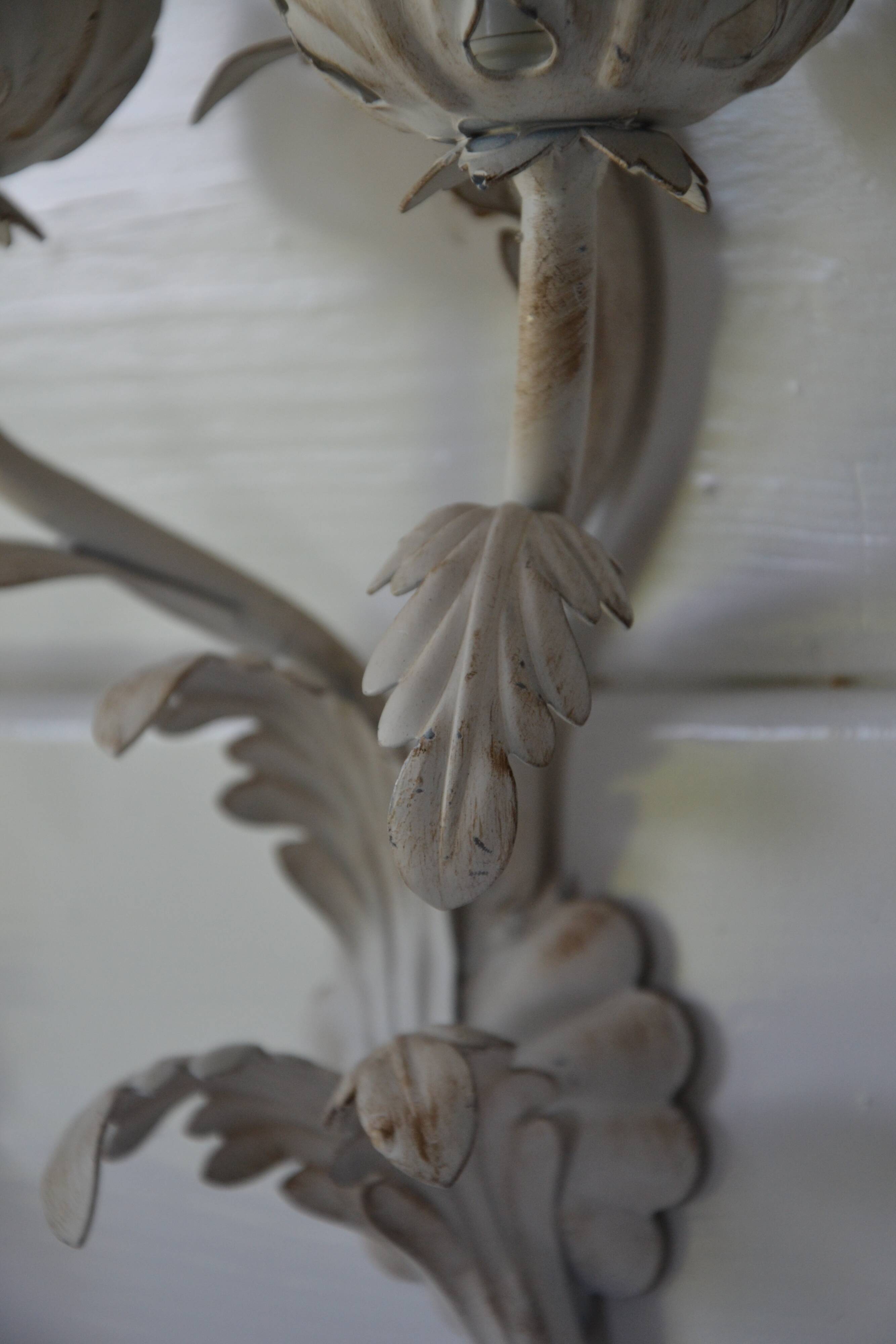 2 Florentine metal leaf wall lights