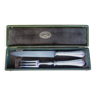 Old CHRISTOFLE carving set, “Ribbon clochette” model
