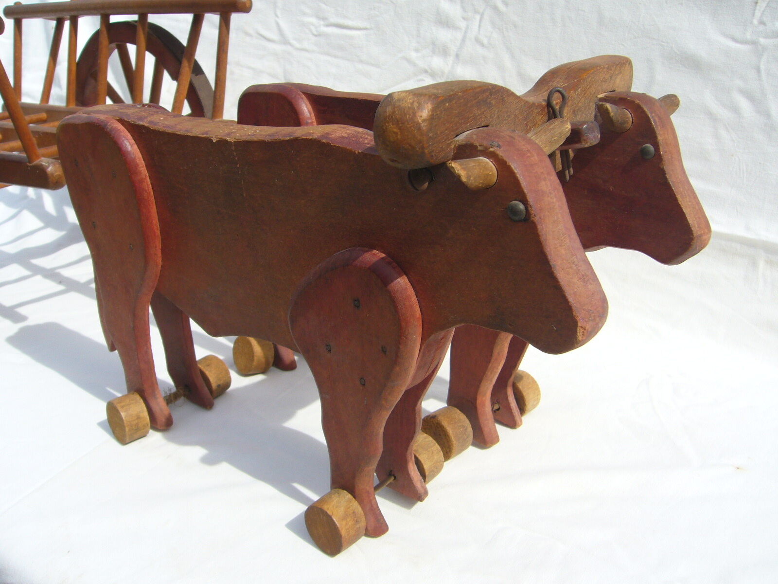 Wooden Toy char a oxen old Dejou