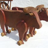 Wooden Toy char a oxen old Dejou