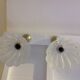 Pair of pendant lamps bell in frosted glass style art deco