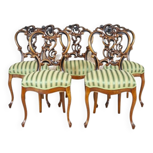 Chaises en noyer vintage - vert