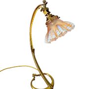 Lamp art & craft foot gooseneck was benson adjustable bronze and lampshade tulip iridescent crystal
