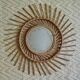 Large vintage bamboo and rattan sun mirror 53 cm in diameter