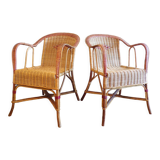 Pair of vintage rattan armchairs