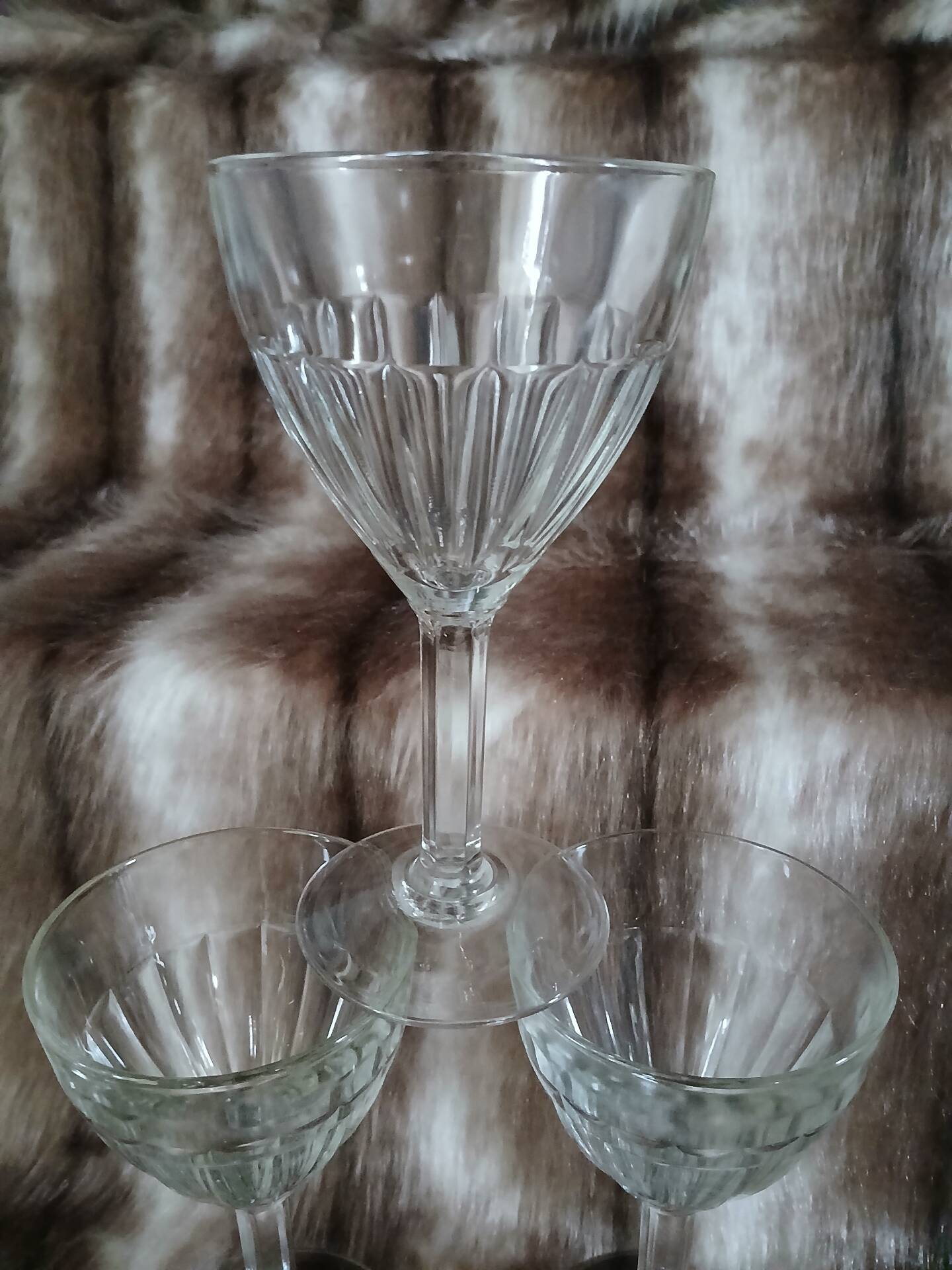 3 vintage stemmed glasses