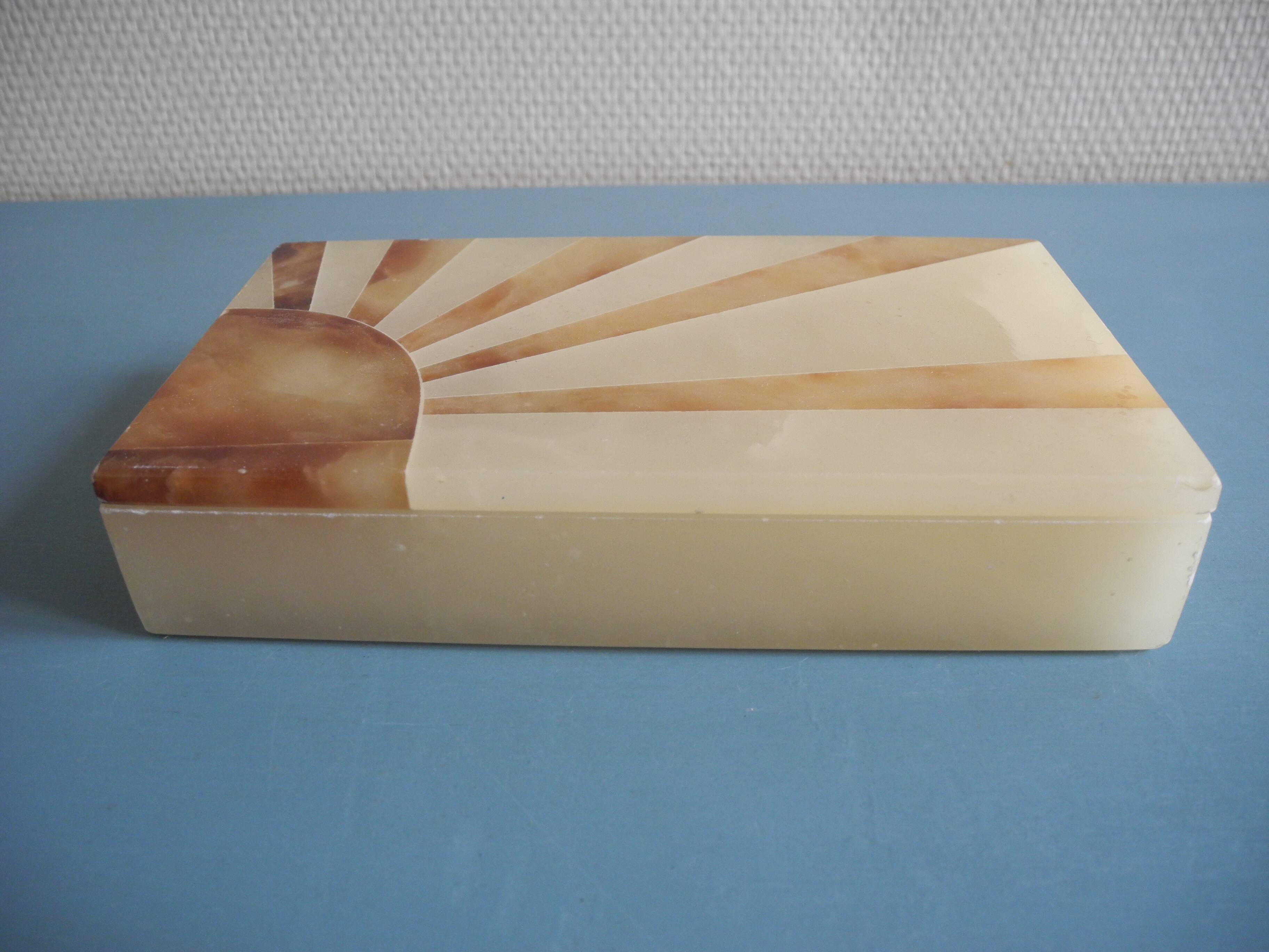 vintage Italian stone alabaster box Scaglione