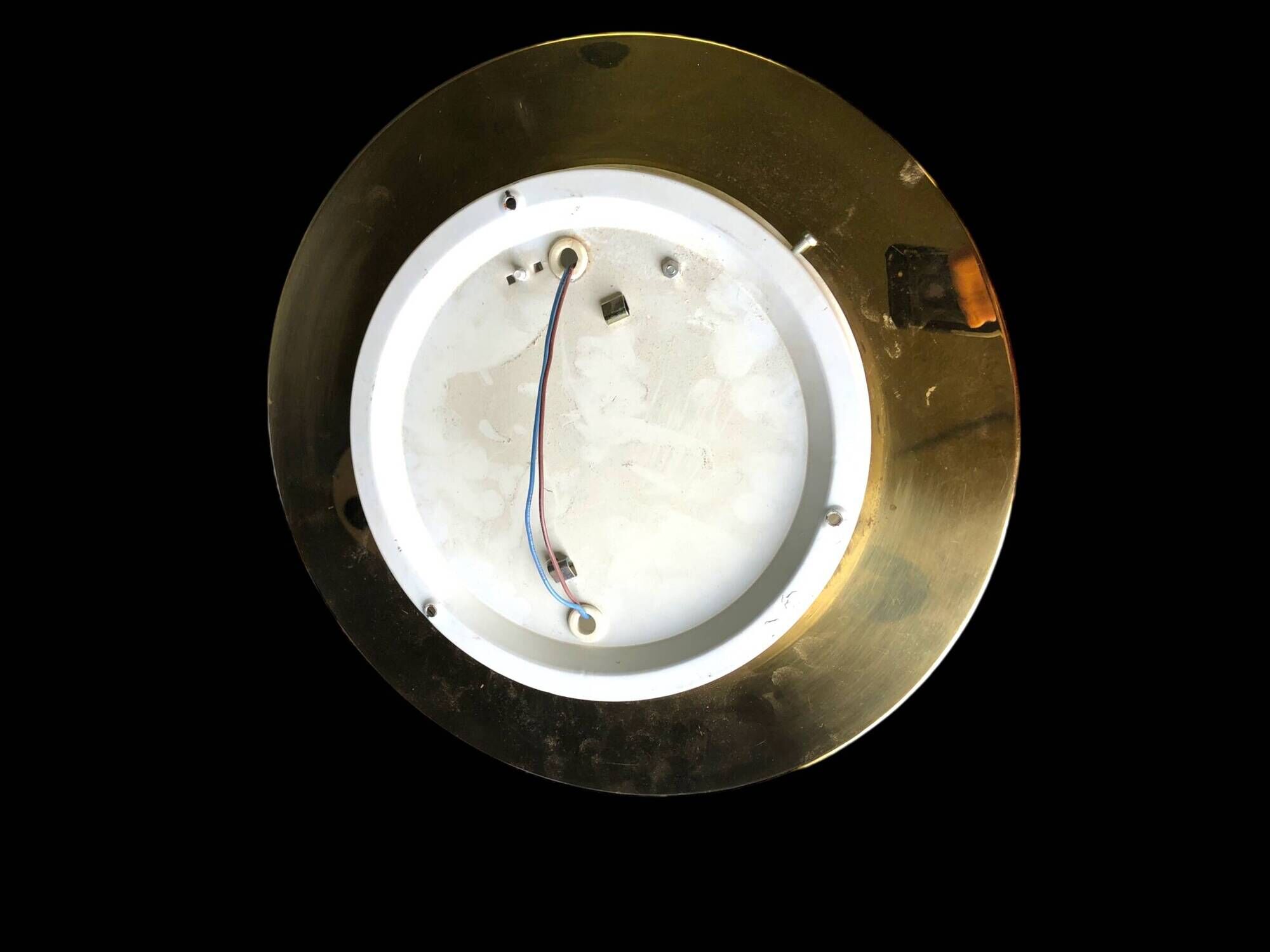 Vintage peill & putzler germany round milkglas ceiling lamp goldton