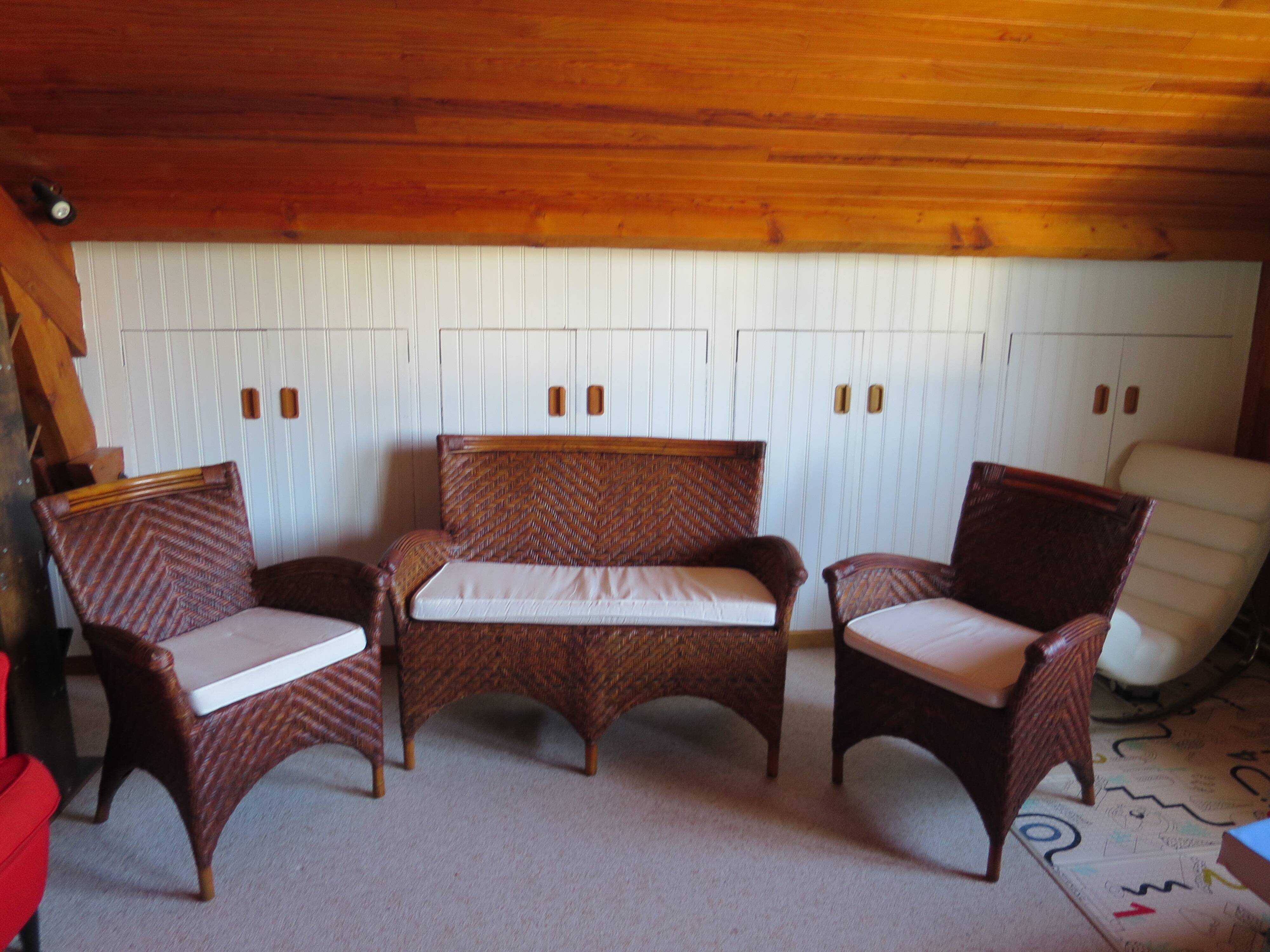 Woven rattan armchair, 1980s