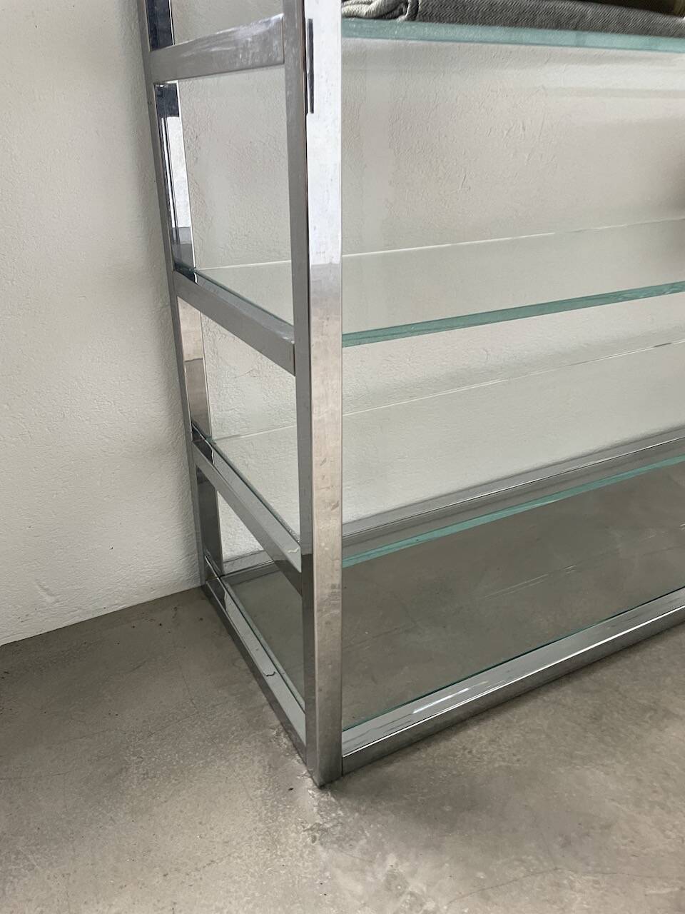 Pair of chrome and glass shelves from the 70s