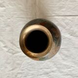 Vintage brass vase with cloisonné enamel floral decoration