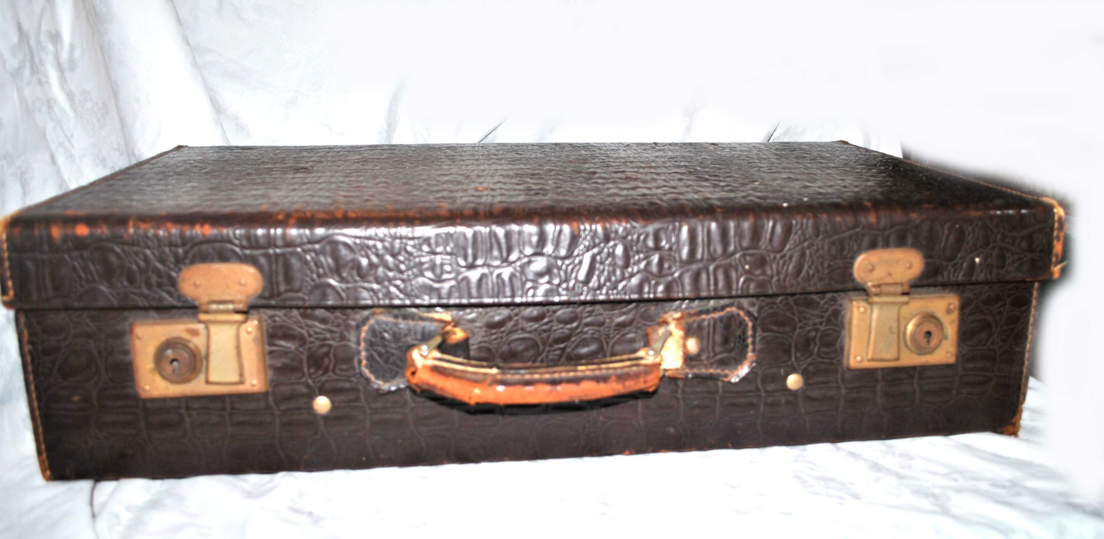 Vintage brown leather suitcase