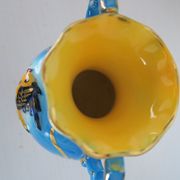 Vase ceroc monaco vintage 1960 blue and gold seahorse fish