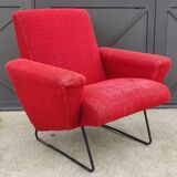 Vintage red designer armchair from the 1950s/1960s