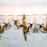 Bronze wall light triplet