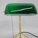 1930s Art Deco Brass  Banker Table Lamp with Glass Shade, Czechoslovakia