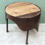 Industrial coffee table in steel and patinated wood