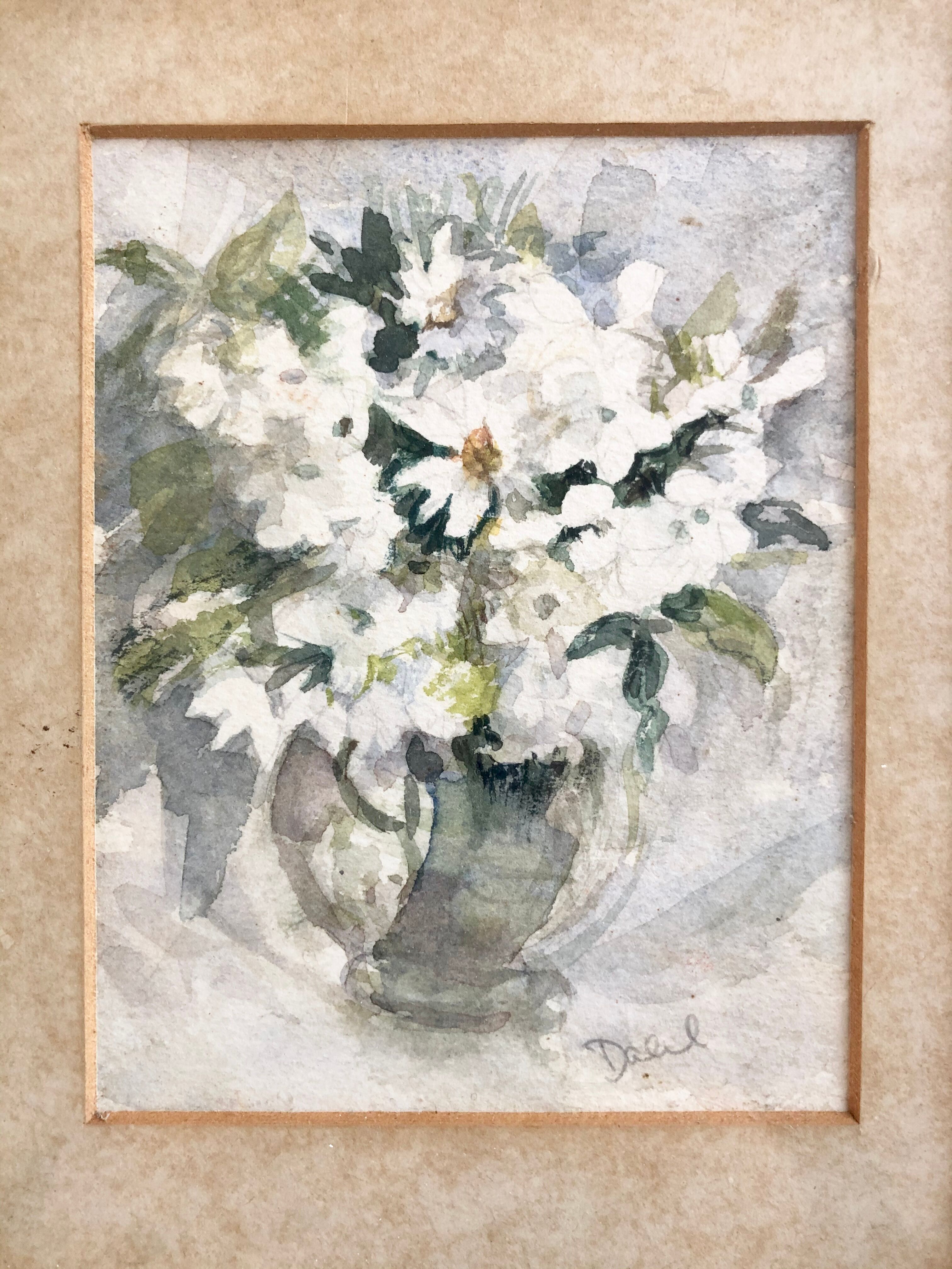 Pair of old English watercolours depicting bouquets of flowers