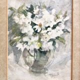 Pair of old English watercolours depicting bouquets of flowers