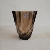Luminarc twisted vase in smoked glass 1970s