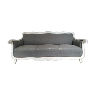 Gustavian style sofa with mouldings and grey linen