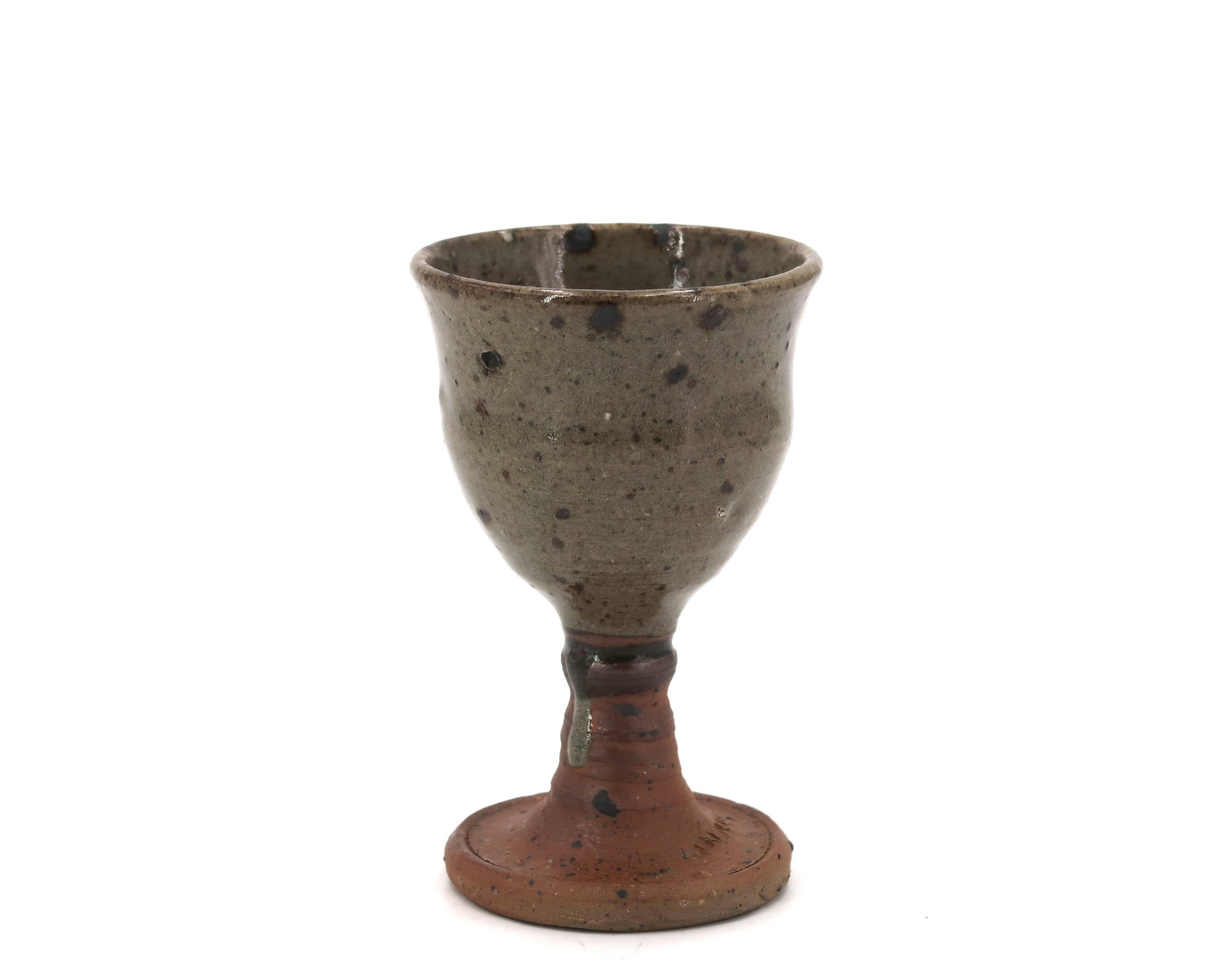 Stoneware chalice-style stemmed glass by Jean Linard, 1960s