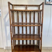 Shelf on rattan and bamboo legs from the 70s