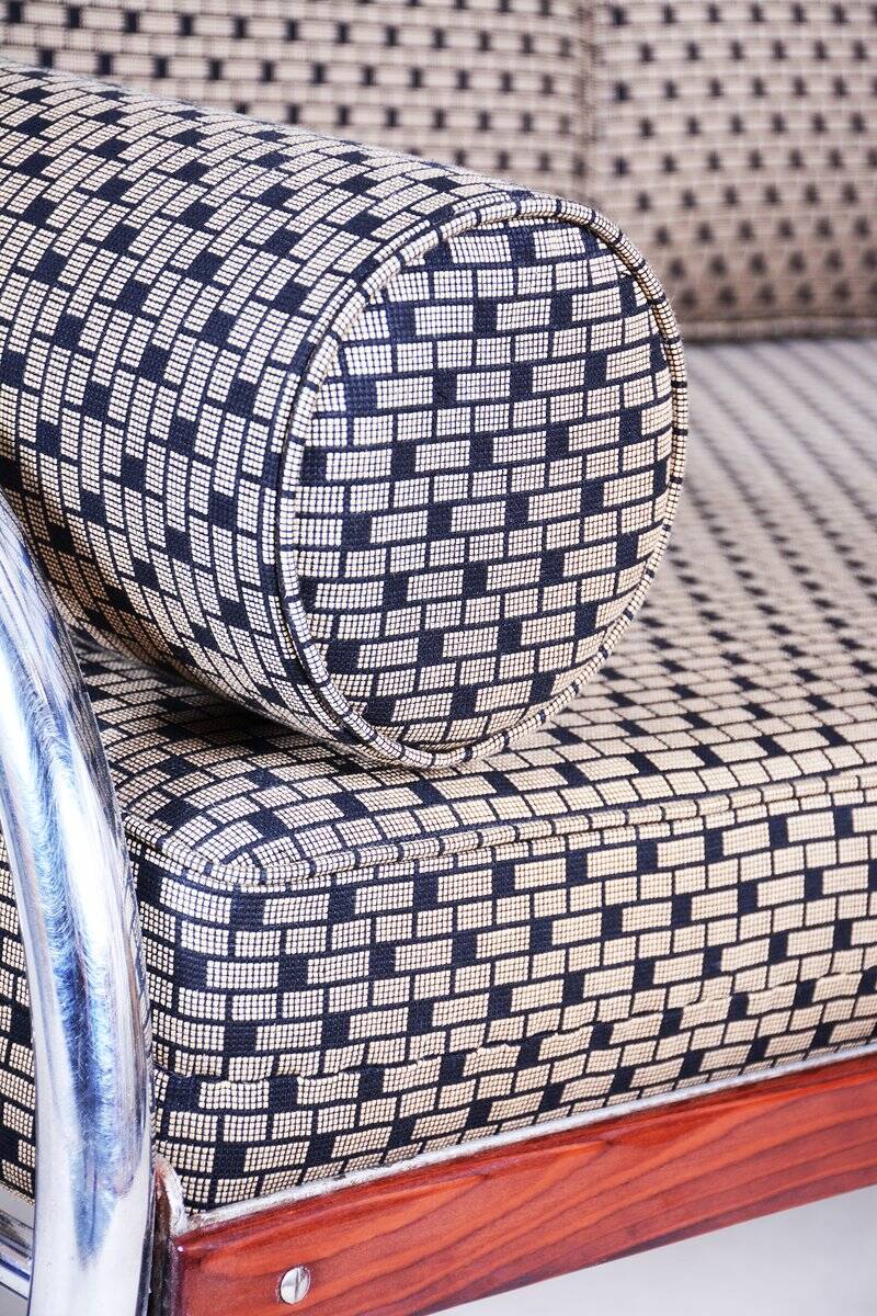 Bauhaus Sofa in Chrome and Backhausen Fabric attributed to R. Slezák, Czech, 1930s
