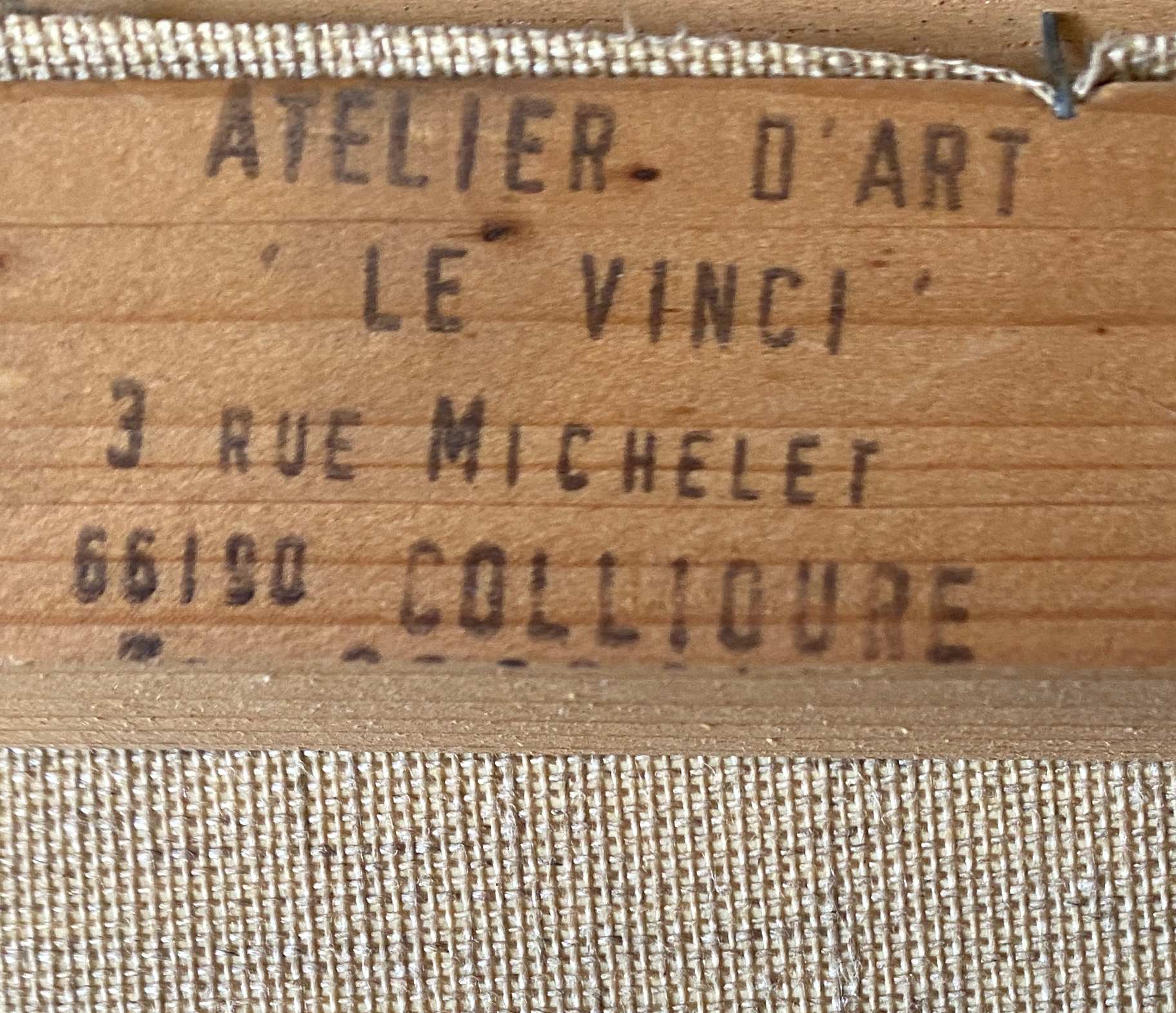 HST painting "Port de Collioure" by Vincent Pulpito + gallery stamp frame