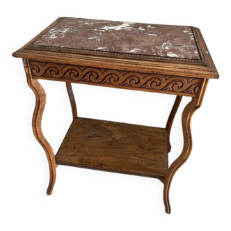 Art Deco wooden and marble side table