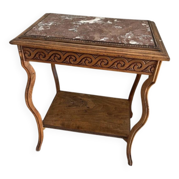 Art Deco wooden and marble side table