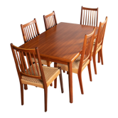 Retro Danish Teak 1960s Extending Dining Table And Six Chairs By Arne Hovmand Olsen