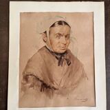 2 portraits aquarelle tableau signé Robert Hemmings
