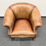 Classic Club Chair in Vintage Sheepskin Leather