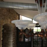 Art Deco lustre, opalescent glass, Ezan & Petitot, signed.