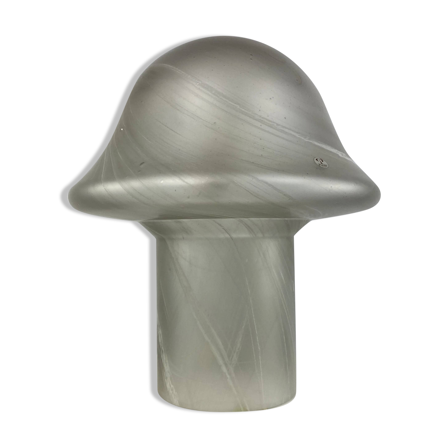 Large mushroom table lamp in clear swirling glass by Peill and Putzler XL 1970