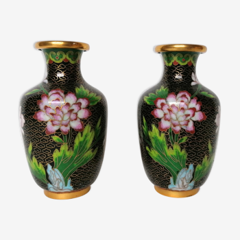 Pair of small cloisonné vases