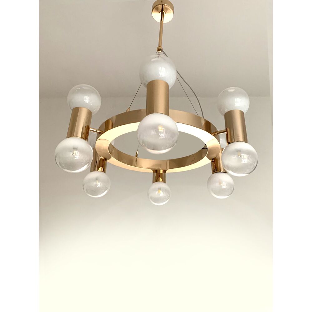 Lustre annulaire avec sphères blanches dégradées