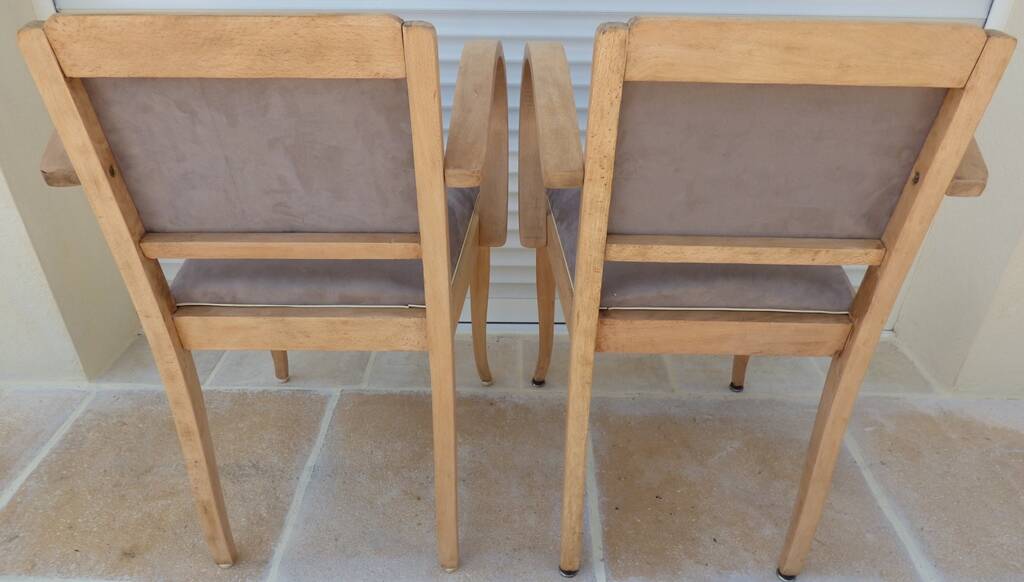 2 chic mustache bridge armchairs from the 50s, fully restored