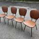 4 vintage brown faux leather chairs