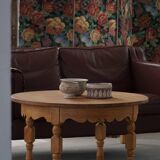 Mid-century Danish round side table in solid oak, Henning Kjærnulf, 1960s.