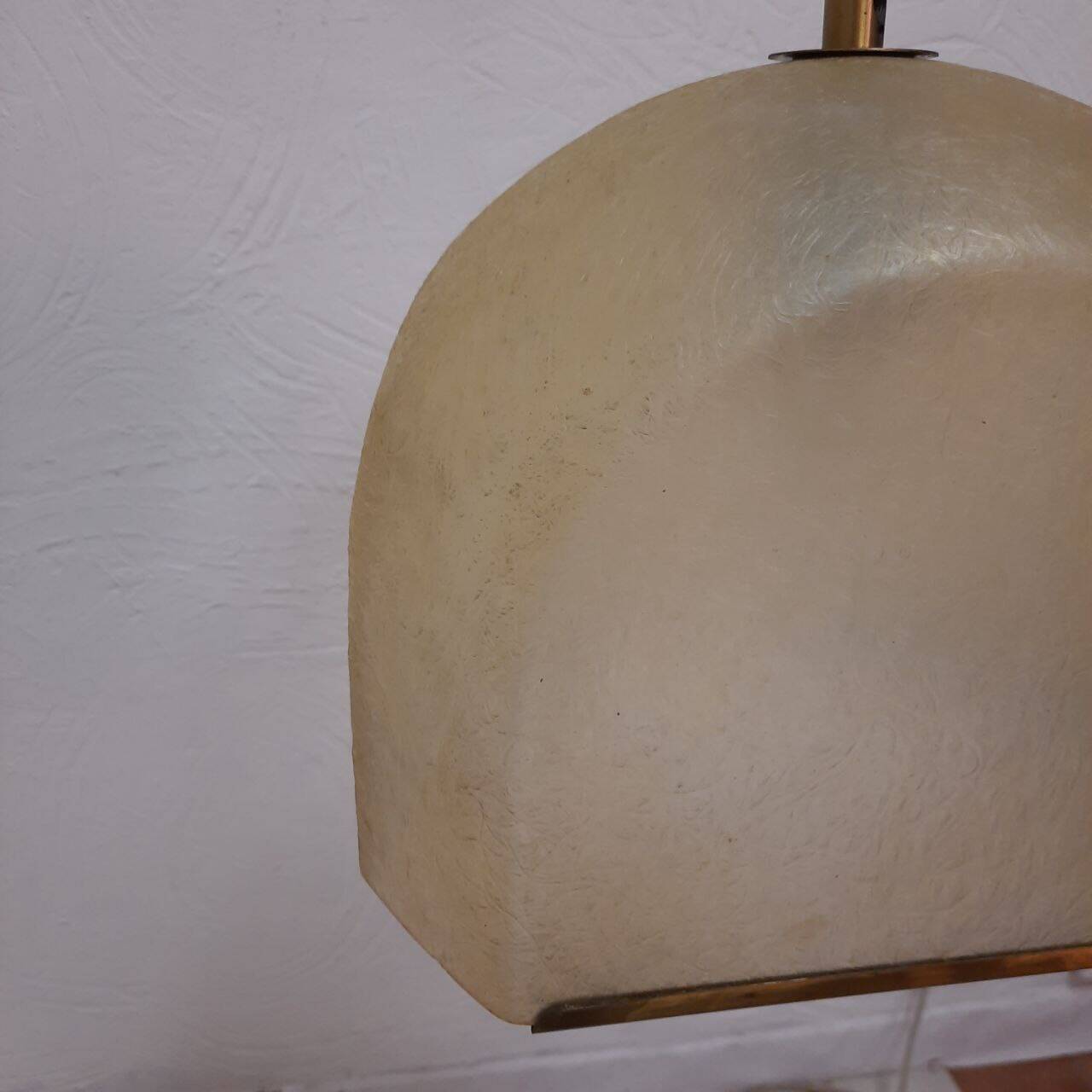 Pair of Lamperti vintage chandeliers in fiberglass and brass