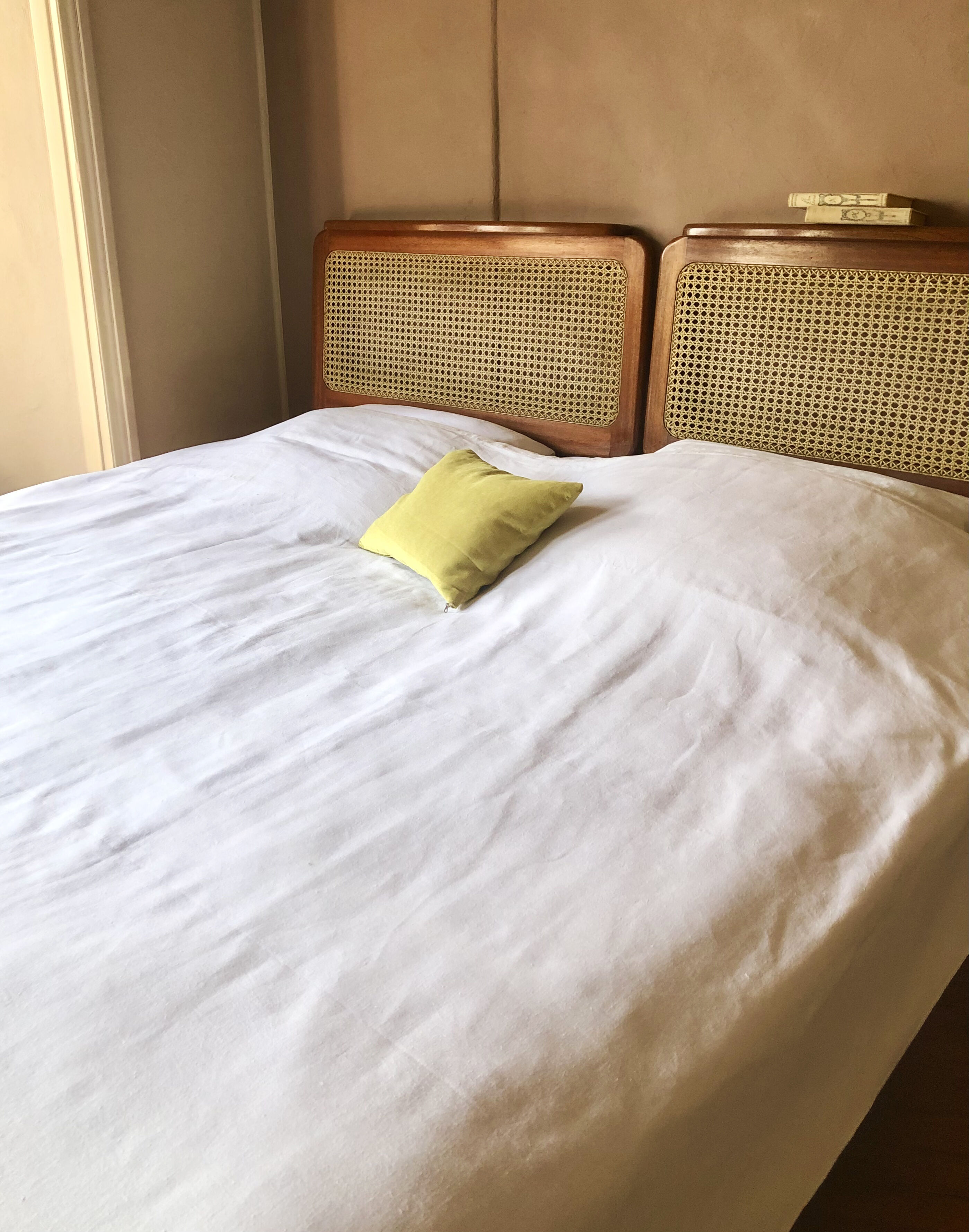 Vintage rattan canning headboard