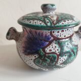 Vallauris lidded pot with thistle decoration