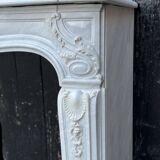 Louis XV style fireplace in grey and white Carrara marble circa 1980