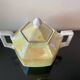 Vintage art deco sugar bowl in iridescent yellow